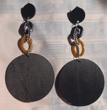 Load image into Gallery viewer, Handmade Avant garde Acrylic Chain and wood Earrings Clip On 6 inch