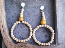 Load image into Gallery viewer, Handmade Extra Large Natural Bead Hoop Earrings (9 inch)