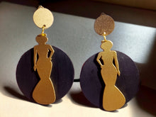 Load image into Gallery viewer, Handmade handpainted Statement Clip On Earrings 4 inch