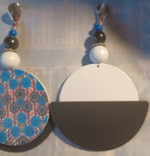 Load image into Gallery viewer, Handmade wood Abstract Tribals Geometric Design Earrings (Pierced ears) large size