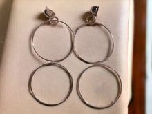 Load image into Gallery viewer, Light minimalist silver Metal Multi Hoop Clip On Earrings handmade 5 inch