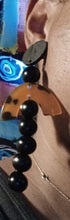 Load image into Gallery viewer, Handmade Avant garde Geometric Wood and Acrylic Earrings Clip On 5 inch