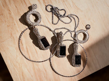 Load image into Gallery viewer, Handmade Rhinestone Afro comb Clip on Earrings and necklace set