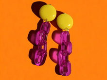Load image into Gallery viewer, Handmade chunky Acrylic Chain Clip On Earrings 5 in