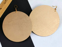 Load image into Gallery viewer, Giant handpainted Wooden Disc Earrings gold 6 inch