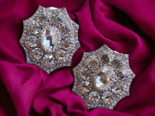 Load image into Gallery viewer, Blingy Runway Chunky silver Metal Rhinestone Cluster Clip On Earrings