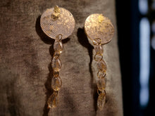 Load image into Gallery viewer, Handmade Avant garde clear Acrylic cowrie Earrings Clip On 5 inch