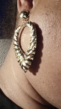 Load image into Gallery viewer, Vintage style Clip On chunky Bamboo Hoop Earrings Gold