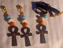 Load image into Gallery viewer, Handmade Ankh Necklace and Earrings Set Clip on Earrings
