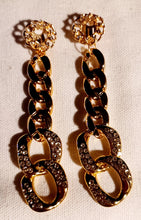 Load image into Gallery viewer, Handmade Chunky Acrylic and rhinestone Chain Earrings Clip On 4 in