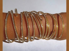 Load image into Gallery viewer, Rhinestone Gold Bangle Set of 6, Open Sizing