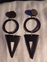 Load image into Gallery viewer, Custom geometric shapes Handpainted Clip On Earrings black #5282