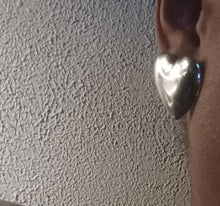 Load image into Gallery viewer, Large acrylic Gold Heart Stud Clip On Earrings