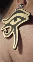 Load image into Gallery viewer, Clip On Wooden Eye Earrings, Unique Graffiti Design