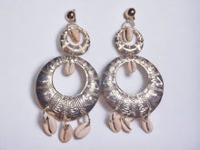 Load image into Gallery viewer, Large Handmade Cowrie Shell Hoop Clip On Earrings