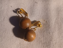 Load image into Gallery viewer, Wood Bead Statement Necklace and Clip On Earrings Set