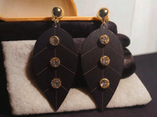 Load image into Gallery viewer, Wooden Leaf Clip On Dangle Earrings