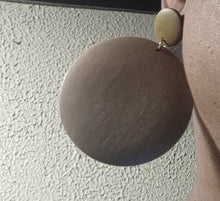 Load image into Gallery viewer, Large handmade Minimalist Wooden Disc Clip on Earrings 3.5 inch