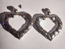 Load image into Gallery viewer, Large Clip On Heart Bamboo Hoop Earrings gold rare
