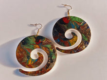 Load image into Gallery viewer, Abstract Handpainted Design Wooden Earrings pierced ears