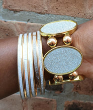 Load image into Gallery viewer, Glitter glam bracelet set of 5 gold and silver