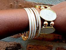Load image into Gallery viewer, Glitter glam bracelet set of 5 gold and silver
