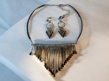 Load image into Gallery viewer, Vintage Silver Kalimba Bead Necklace with Clip On Earrings Set