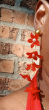 Load image into Gallery viewer, Handmade Acrylic Pop Art Flower Clip on Earrings 4.5 inch