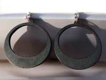 Load image into Gallery viewer, Natural Wood Classic Hoop Clip On Earrings black