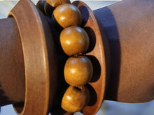 Load image into Gallery viewer, Vintage Chunky Wooden Bangle Set of 3