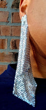 Load image into Gallery viewer, Large handmade silver Metal Mesh Clip On Earrings
