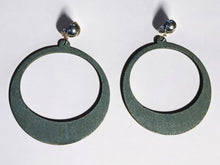 Load image into Gallery viewer, Extra large Classic wooden Hoop Clip On Earrings 3.5 inch black color