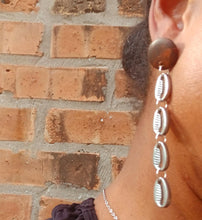 Load image into Gallery viewer, Handmade pewter Cowrie Shell Clip On Earrings