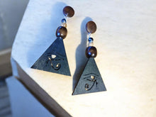 Load image into Gallery viewer, Egyptian Eye of Horus Wooden Earrings Clip on