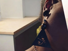 Load image into Gallery viewer, Egyptian Eye of Horus Wooden Earrings Clip on