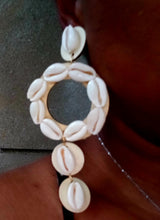 Load image into Gallery viewer, Handmade Clip On abstract Cowrie Shell Earrings