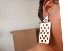 Load image into Gallery viewer, Natural Wood abstract Boho Clip On Dangle Earrings
