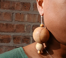 Load image into Gallery viewer, Rare Super Giant handmade wooden ball Earrings 4 inch