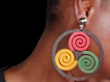 Load image into Gallery viewer, Large abstract Boho Clip On Dangle Earrings