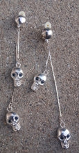 Load image into Gallery viewer, Goth Biker Pop Art skeleton dangle Clip On Earrings