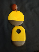 Load image into Gallery viewer, Handpainted extra large chocolate banana Design Wooden Earrings 6 inch pierced ears