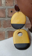 Load image into Gallery viewer, Handpainted extra large chocolate banana Design Wooden Earrings 6 inch pierced ears
