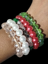 Load image into Gallery viewer, Aka sorority themed Bead Layering Bracelet Set of 5
