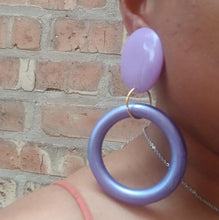 Load image into Gallery viewer, Handpainted Wooden hoop Earrings Clip on
