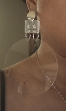 Load image into Gallery viewer, Giant handmade Abstract Pop clear Acrylic Statement Earrings pierced ears