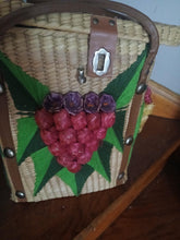 Load image into Gallery viewer, Vintage mid century taxco straw basket and bottle holder 1960s rare