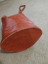Load image into Gallery viewer, Vintage handmade handpainted cowhide leather bucket bag 1970s