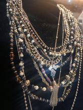 Load image into Gallery viewer, Vintage Boho Chunky Gold Layered Necklace Set with Wood, Quartz, Mixed Beads