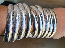 Load image into Gallery viewer, Set of 10 silver metal boho bangles