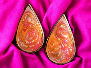 1970s era abstract enamel tear drop studs Kargo Fresh